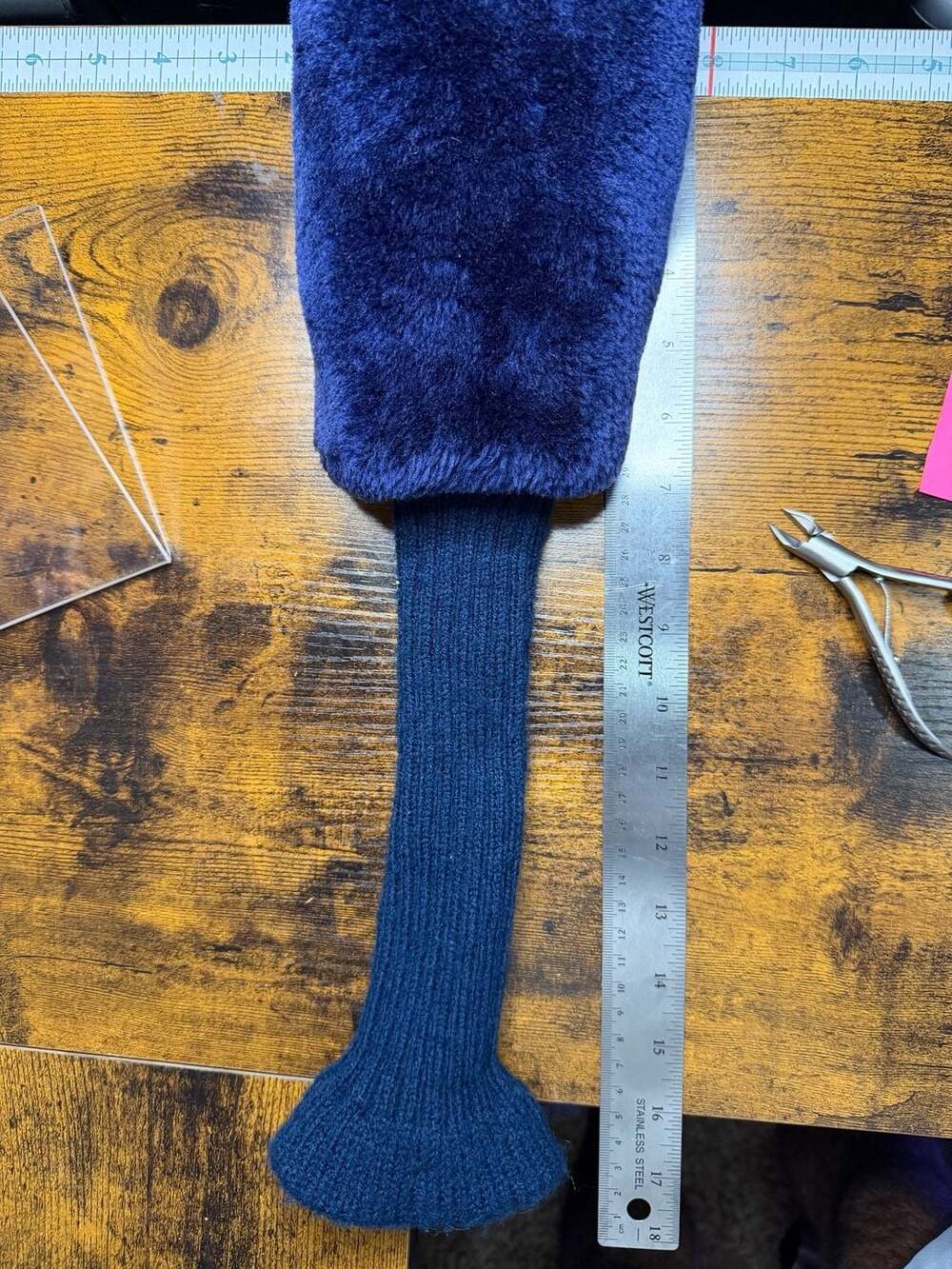 Vintage Big Strike Blue Plush Fuzzy Knit Sock Golf Club Head Cover X Fairway Woo